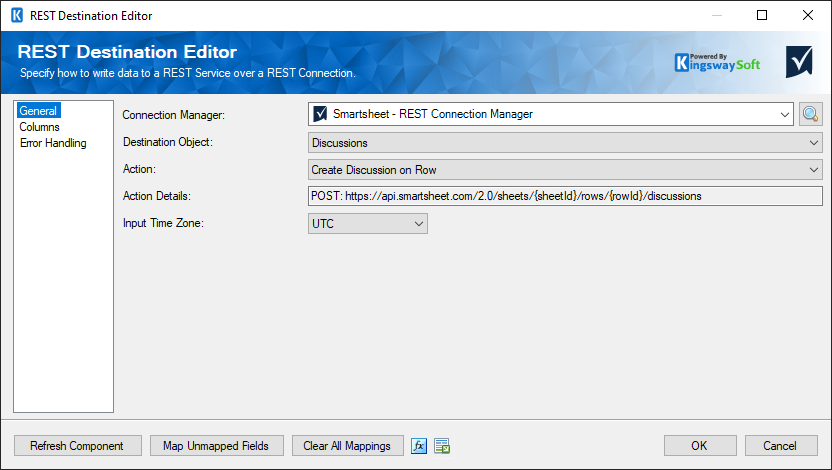 SSIS REST Smartsheet Destination